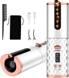Bezprzewodowa automatyczna lokówka z wyświetlaczem LCD, obrotowa, USB - 1 sztuka