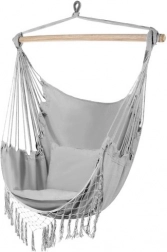 Wiszący brazylijski fotel z poduszkami Gardlov – Szary