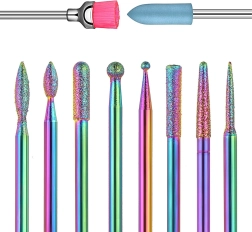 Zestaw diamentowych i ceramicznych frezów do paznokci i skórek, 10 szt. w etui