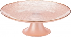 Szklany tortownica na nodze różowa 21 cm