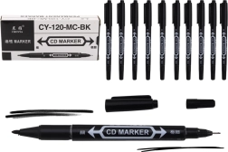 Zestaw dwustronnych wodoodpornych markerów do CD, czarne, 10 szt.