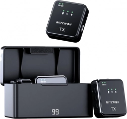 Bezprzewodowy mikrofon BLITZWOLF BW‑SX63 z etui ładującym (czarny)