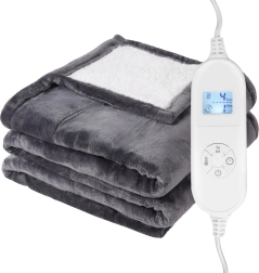 Dwustronny koc elektryczny 160 × 180 cm z pilotem i regulacją temperatury