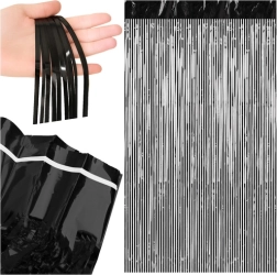 Dekoracyjna kurtyna frędzlowa RUHHY czarna 100 × 200 cm