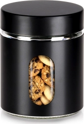 Szklany pojemnik na produkty sypkie z czarną nakręcaną pokrywką 650 ml