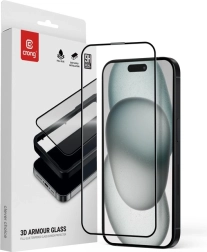 3D hartowane szkło 9H Full Glue do iPhone 16 / iPhone 15 z ramką instalacyjną