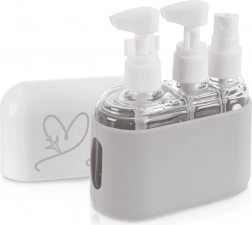 Podróżne buteleczki na kosmetyki w etui, zestaw 4-częściowy