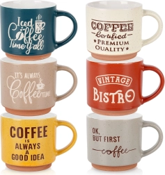 Zestaw ceramicznych kubków 230 ml, 6 sztuk