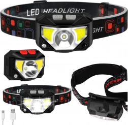 latarka czołowa LED z czujnikiem ruchu, 6 trybów świecenia