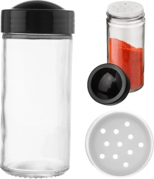 Szklany słoiczek na przyprawy z sitkiem Black 100 ml