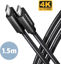 AXAGON BUCM32 USB‑C kabel 3.2 Gen 2x2 20 Gb/s, 4K/60 Hz, PD 100 W, 1,5 m, w oplocie