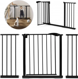 Barierka bezpieczeństwa 74-132 cm na schody i drzwi, stal z dodatkowymi panelami czarna ECOTOYS