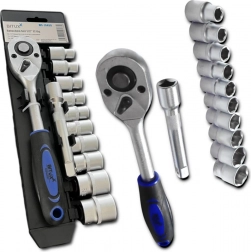 Zestaw grzechotki 1/2'' z nasadkami 10–24 mm i przedłużką 125 mm, 12‑elementowy