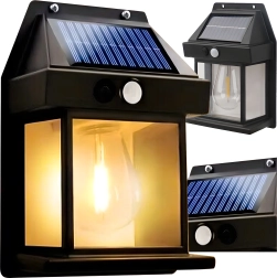 Solarna kinkietowa lampa LED z czujnikiem ruchu, ciepła biel 3000K, IP44
