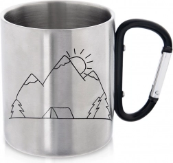 Turystyczny stalowy kubek z karabińczykiem 350 ml