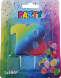 Świeczka urodzinowa liczba 18, tęczowa