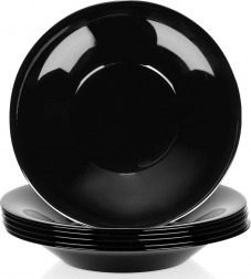 Głębokie talerze szklane czarne 21,5 cm, 400 ml – zestaw 6 szt.