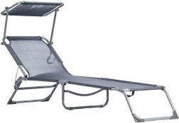 Ogrodowy leżak regulowany z daszkiem, szary MultiGarden