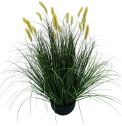 Sztuczna trawa ozdobna Pennisetum w doniczce, żółta, 70 cm