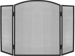 Parawan kominkowy przeciw iskrom, 3‑częściowy, czarny, 118 × 76 cm