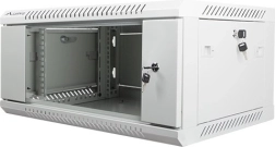 Wisząca szafa instalacyjna 19" 4U 600×450 mm z drzwiami szklanymi – Szary