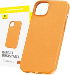 Etui na iPhone 15 Pro Baseus Fauxther Series pomarańczowe