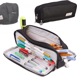 Szkolne piórnik trzykomorowy 3w1 – czarny