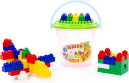 Klocki konstrukcyjne Junior Construction – 57 elementów w wiaderku