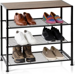 Vilde metalowy regał na buty, czarny, 4 poziomy 60 × 30 × 57 cm