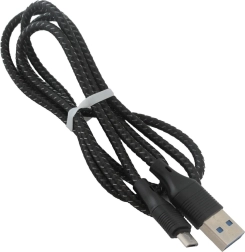 Kabel Micro USB 1 m czarny, nylonowy oplot