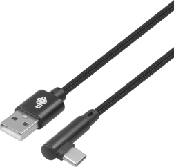 Kabel USB na USB‑C 1,5 m z wtykiem pod kątem prostym, czarny pleciony