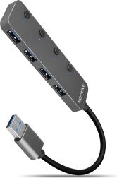 Axagon HUE-MSA metalowy hub USB 4× USB 3.2 Gen 1 z przełącznikami, kabel 20 cm