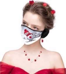 Świąteczna maseczka z osłonami na uszy Bałwanek