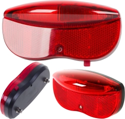 Tylne światło LED na bagażnik roweru, 2× AA, z odblaskiem