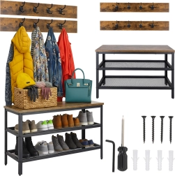 Ruhhy szafka na buty z ławką i wieszakiem 73 cm, loft/industrial