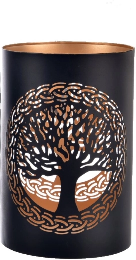 Świecznik TREE z metalu czarno-złoty 22 cm