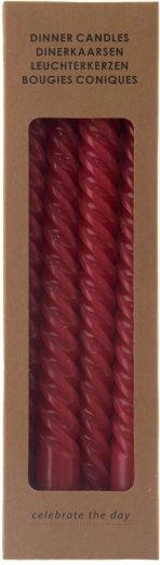 Świeca Twisted czerwona, 4 szt.