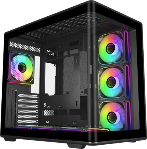 Elite 600 czarna obudowa ATX mid-tower z 7× wentylatorami ARGB i hubem