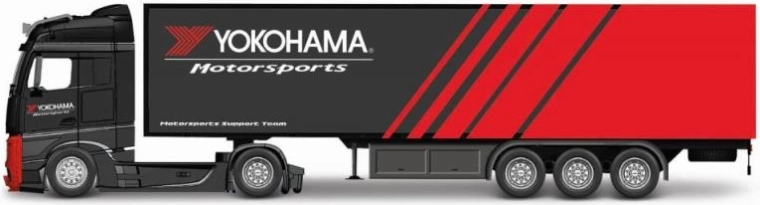 Metalowy model ciężarówki Mercedes-Benz Actros z przyczepą