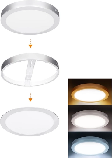 Solight mini panel LED do łazienki 2w1 okrągły 24 W IP54 3CCT srebrny