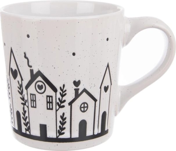Ceramiczny kubek w kształcie domku biało-szary 470 ml