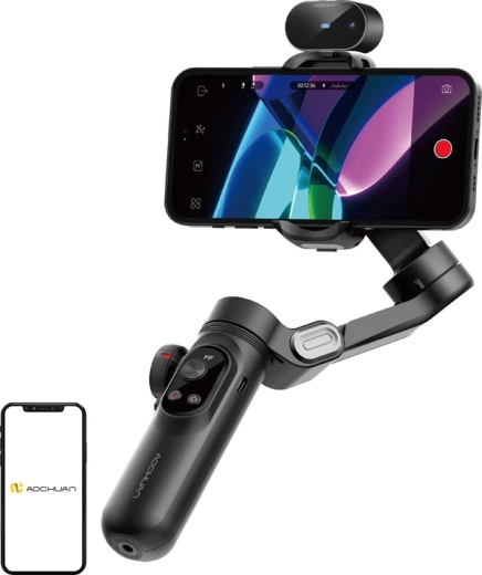 Aochuan Smart X Pro – 3-osiowy stabilizator do telefonu z czujnikiem AI, czarny