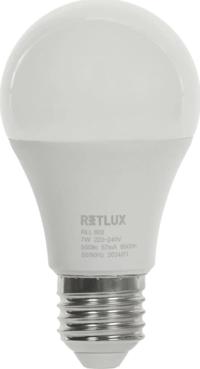 Żarówka LED RETLUX A60 E27 7 W, biała dzienna