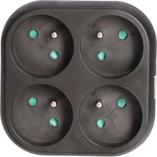 Rozgałęźnik Solight 4× 16 A – Czarny