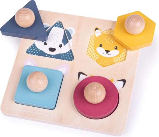 Bigjigs Toys drewniane puzzle w kształcie zwierzątek z uchwytami