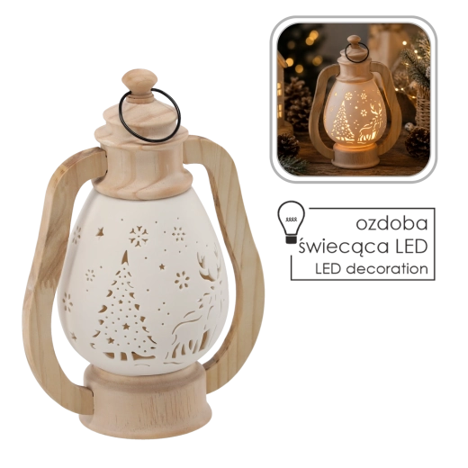 Figurka bożonarodzeniowa – ceramiczny lampion LED - 1 szt.