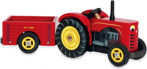 Le Toy Van czerwony traktor i przyczepa