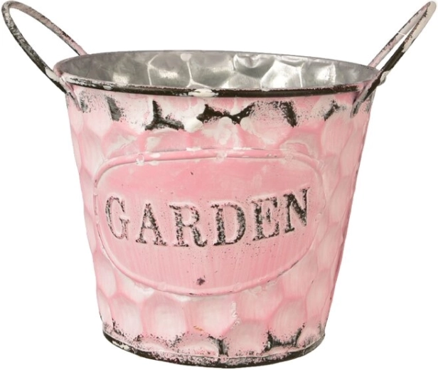 Metalowa osłonka na doniczkę Garden, różowa 12 × 12 × 13 cm