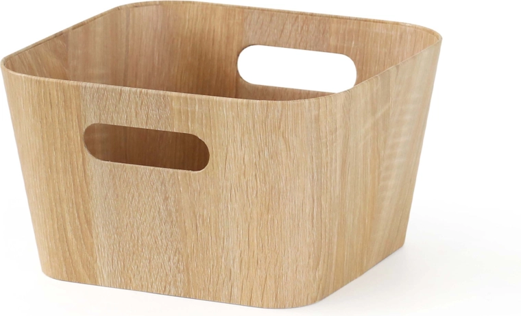 Kosz do przechowywania w dekorze drewna 27 × 27 × 16 cm
