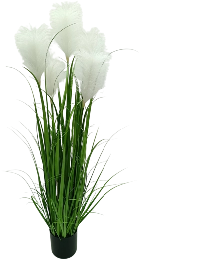 Sztuczna biała trawa pampasowa w doniczce 120 cm Garden Line